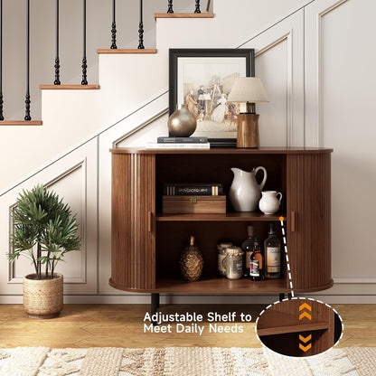 40" Sideboard Buffet Cabinet with Storage, Storage Cabinet with Sliding Door & Adjustable Shelf, Modern Accent Coffee Bar Console Table for Kitchen, Entryway, Walnut