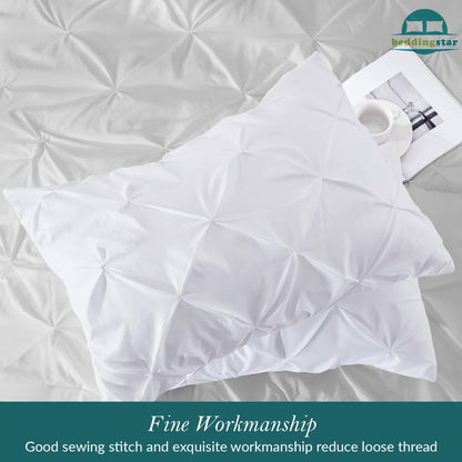 King Pillow Shams Set of 2 Pinch Pleated White Pillow Shams King Size 20X36 Pillow Covers 100% Egyptian Cotton 600 Thread Count Soft Skin Friendly Cushion Cover Cases Decorative Pillow Shams for Bed