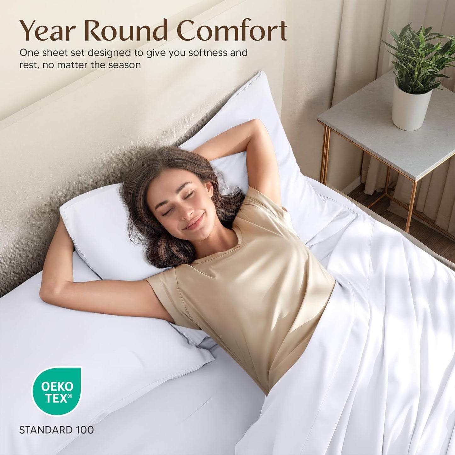 Queen Sheet Set 4 Piece Bed Sheets for Queen Size Bed, Hotel Luxury, Extra Soft, Cooling Bed Sheets - Wrinkle, and Fade Resistant (White)