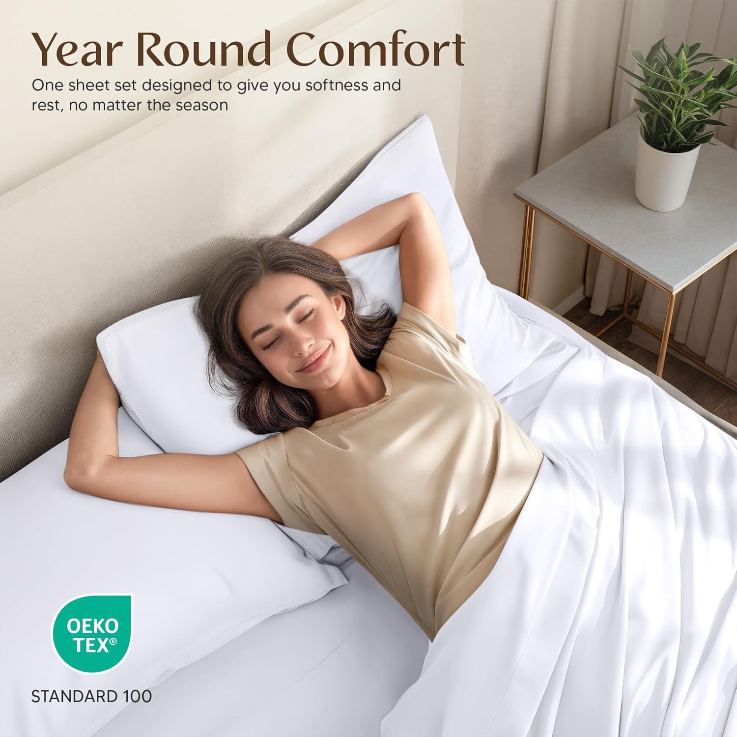 Queen Sheet Set 4 Piece Bed Sheets for Queen Size Bed, Hotel Luxury, Extra Soft, Cooling Bed Sheets - Wrinkle, and Fade Resistant (White)