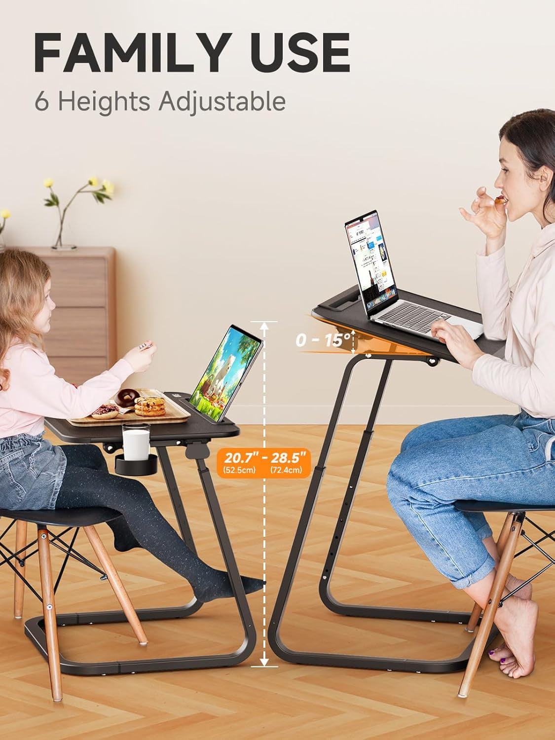 TV Tray Table - Heavy Duty Extra Large TV Trays, Upgraded Dinner Trays for Eating on Couch, Tilt & Height Adjustable Snack Table Laptop Desk for Sofa, Bedside and Recliner