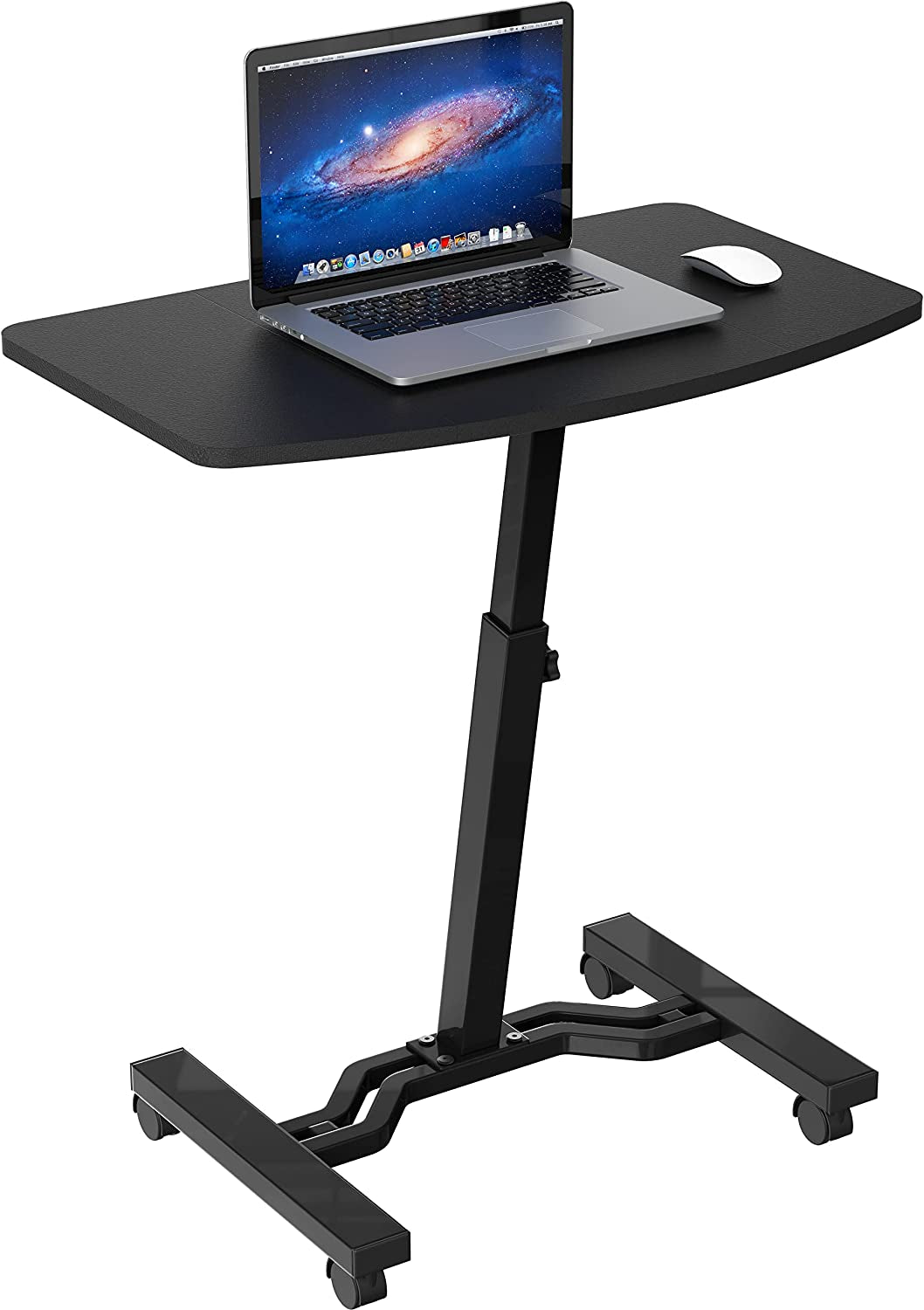 Mobile Height Adjustable Laptop Rolling Cart with Height Adjustment from 28" to 33", Black