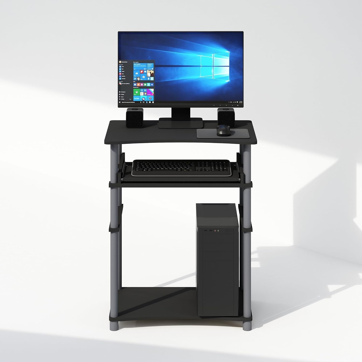 Home Desk, Gaming Desk with Keyboard Tray, Computer Desk, Office Writing Desk for Home Office, Bedroom, Black