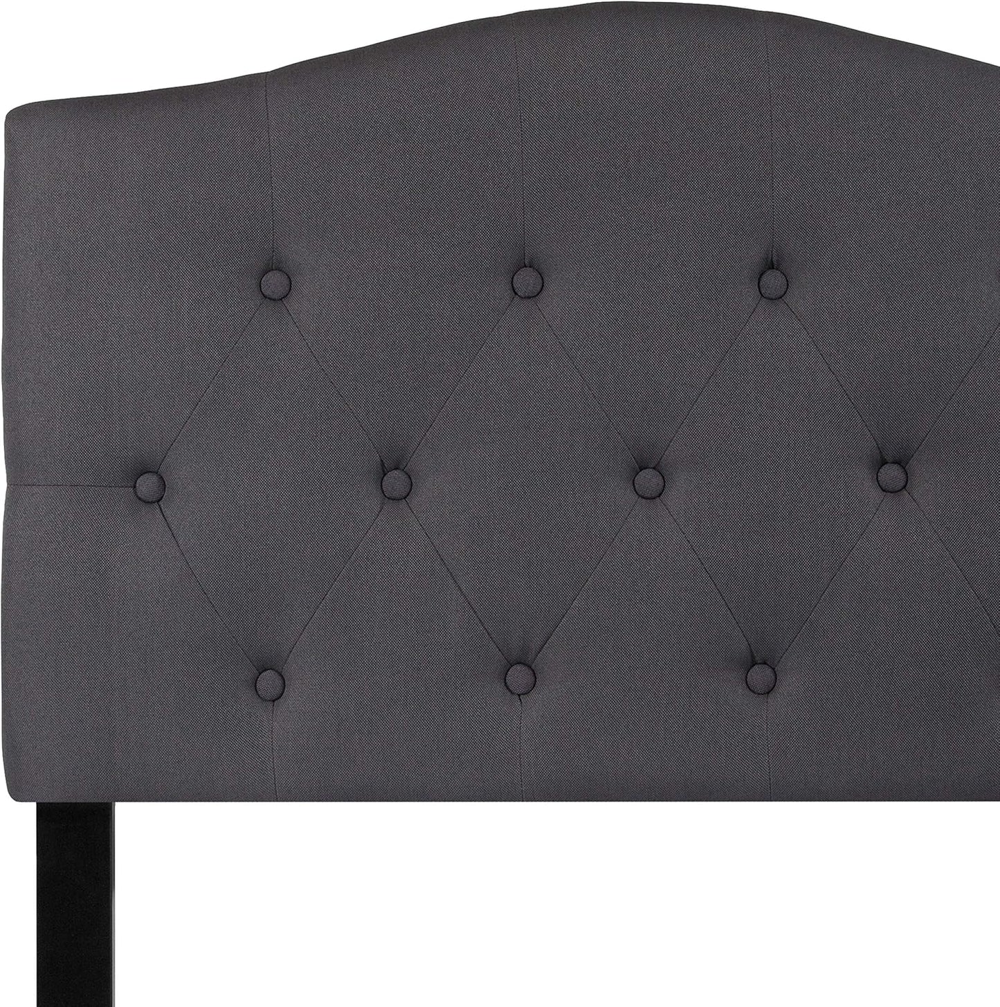 Twin Size Tufted Upholstered Headboard with Adjustable Metal Bed Rail Slots, Modern Fabric Upholstered Twin Headboard, Dark Gray