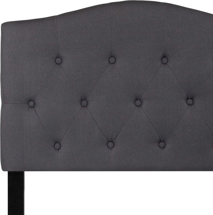 Dark gray tufted upholstered twin headboard with adjustable rails, view 6