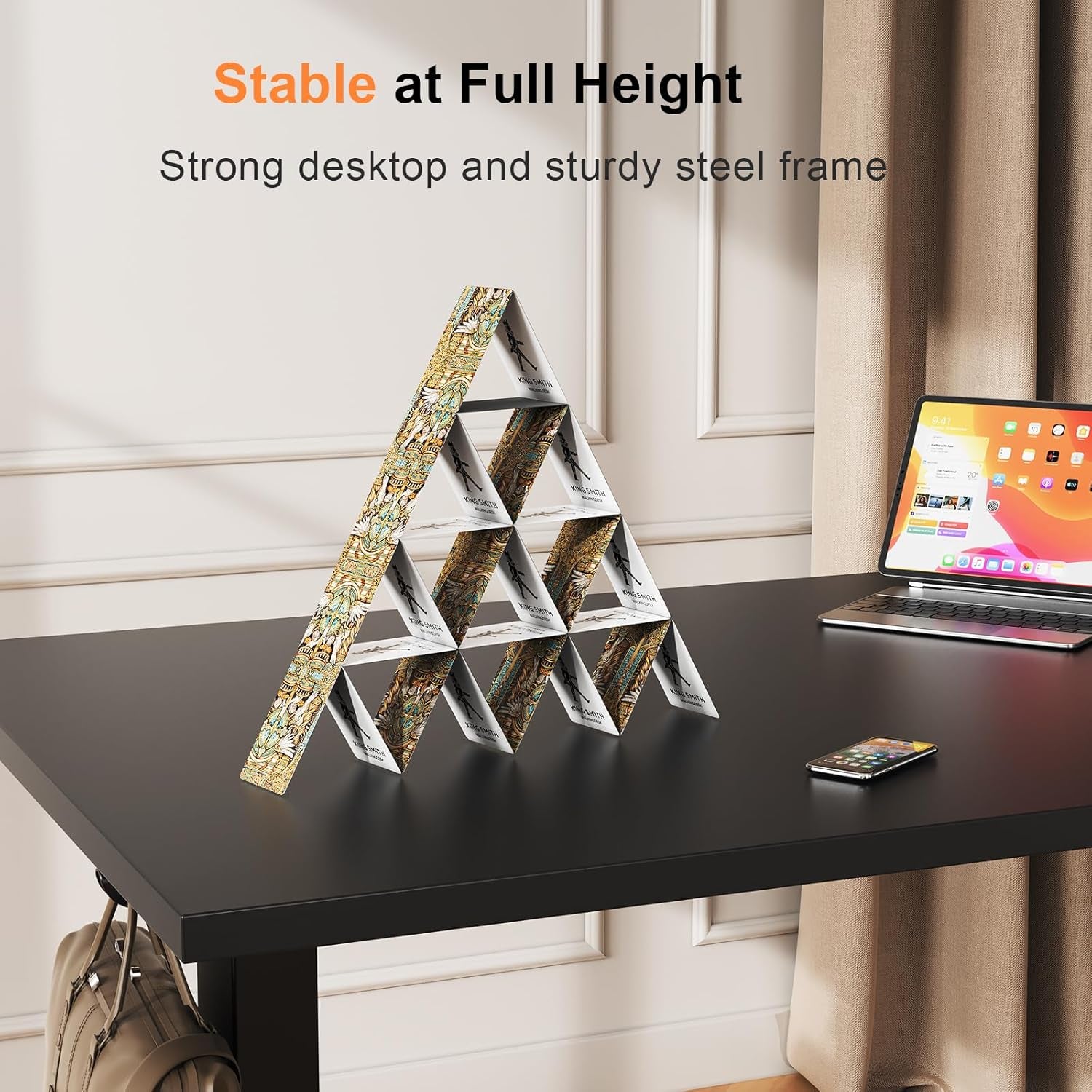 48X24 Inches Whole Piece Electric Standing Desk, Seamless One Piece Height Adjustable Sit to Stand up Desk for Home Office, Ergonomic Computer Workstation, Black