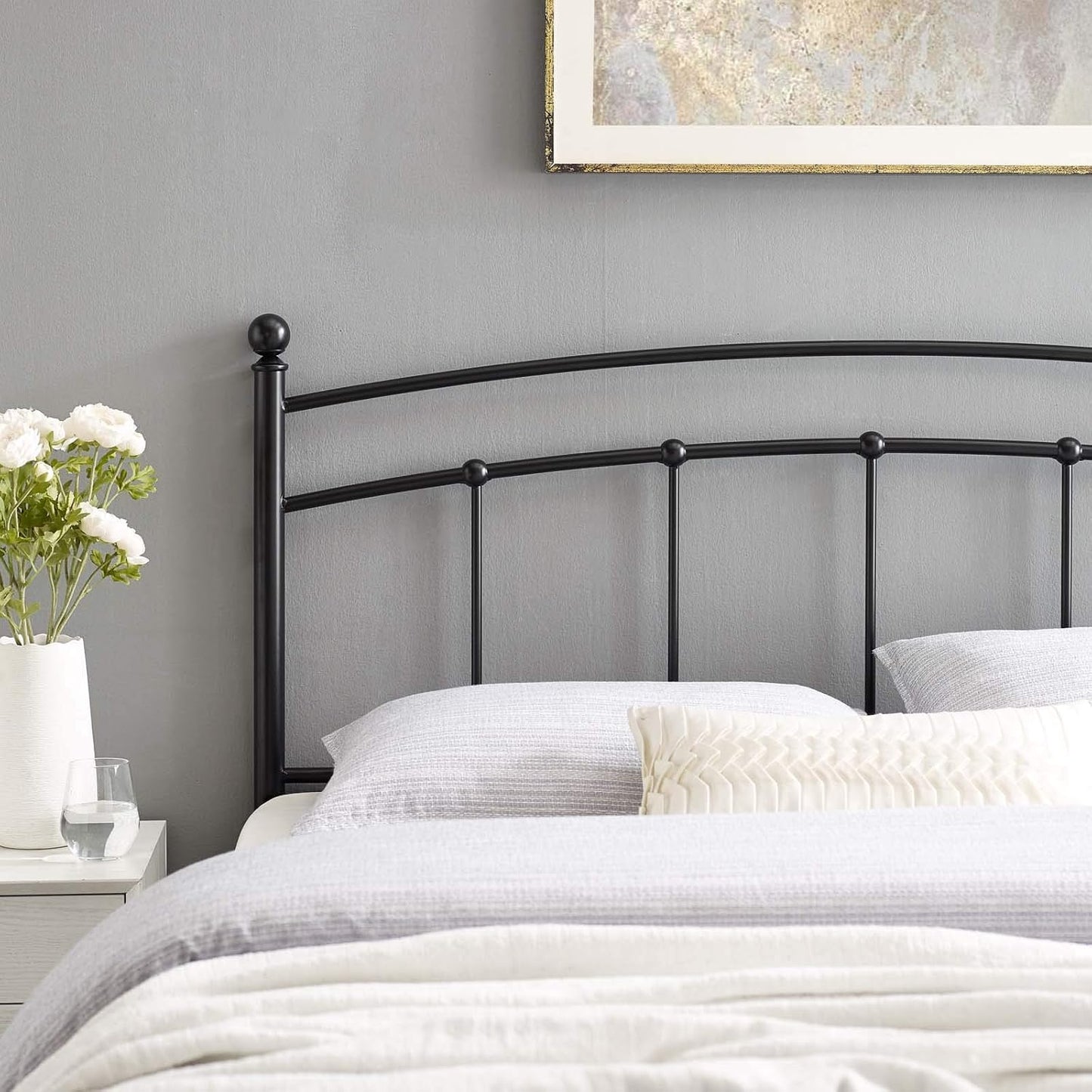 Abigail Queen Metal Headboard in Black
