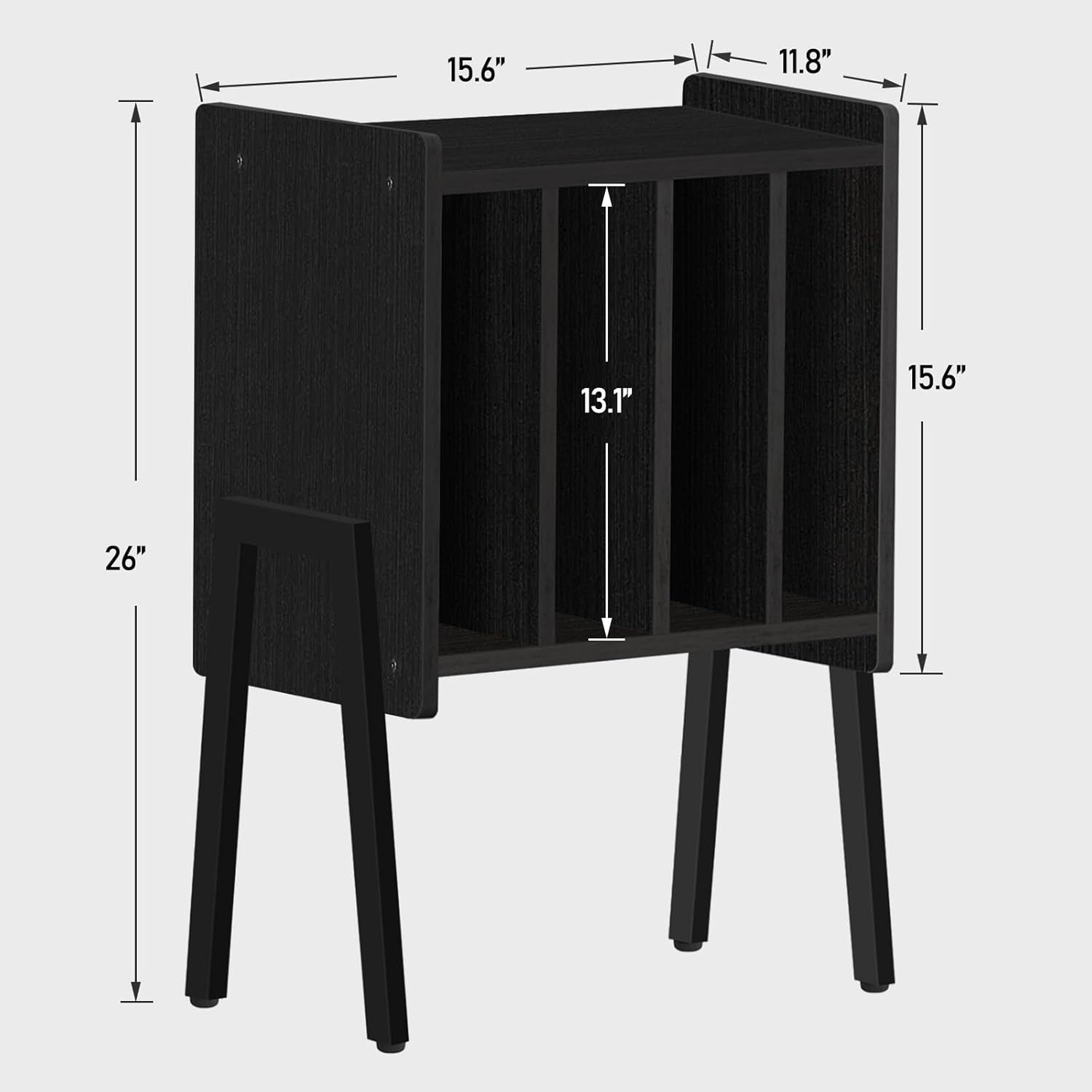 Record Player Stand, Record Storage Table, End Table with Vinyl Holder Display Shelf, Side Table, Turntable Stand, Nightstand (Black)