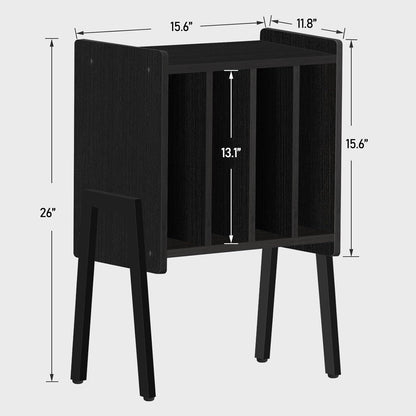 Record Player Stand, Record Storage Table, End Table with Vinyl Holder Display Shelf, Side Table, Turntable Stand, Nightstand (Black)