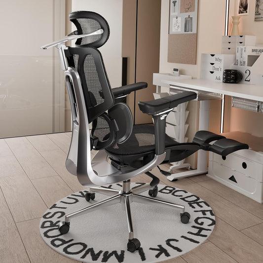 E3 Pro Ergonomic Office Chair, Big and Tall Office Chair - with 3-Zone Dynamic Lumbar Support, 4D Adjustable Headrest, 6D Adjustable Armrests, Swivel, Black