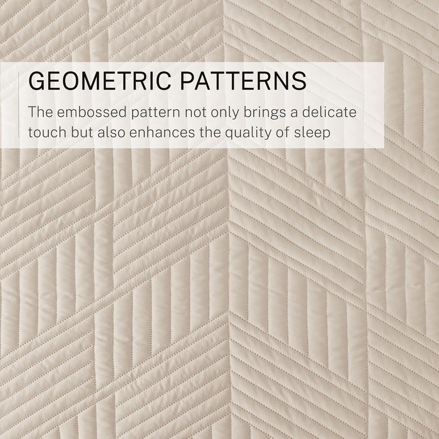 Ultrasonic King Quilt Bedding Set, Lightweight Brich Beige Bedspreads Soft Modern Geometric Coverlet Set for All Seasons (1 Quilt and 2 Pillow Shams)