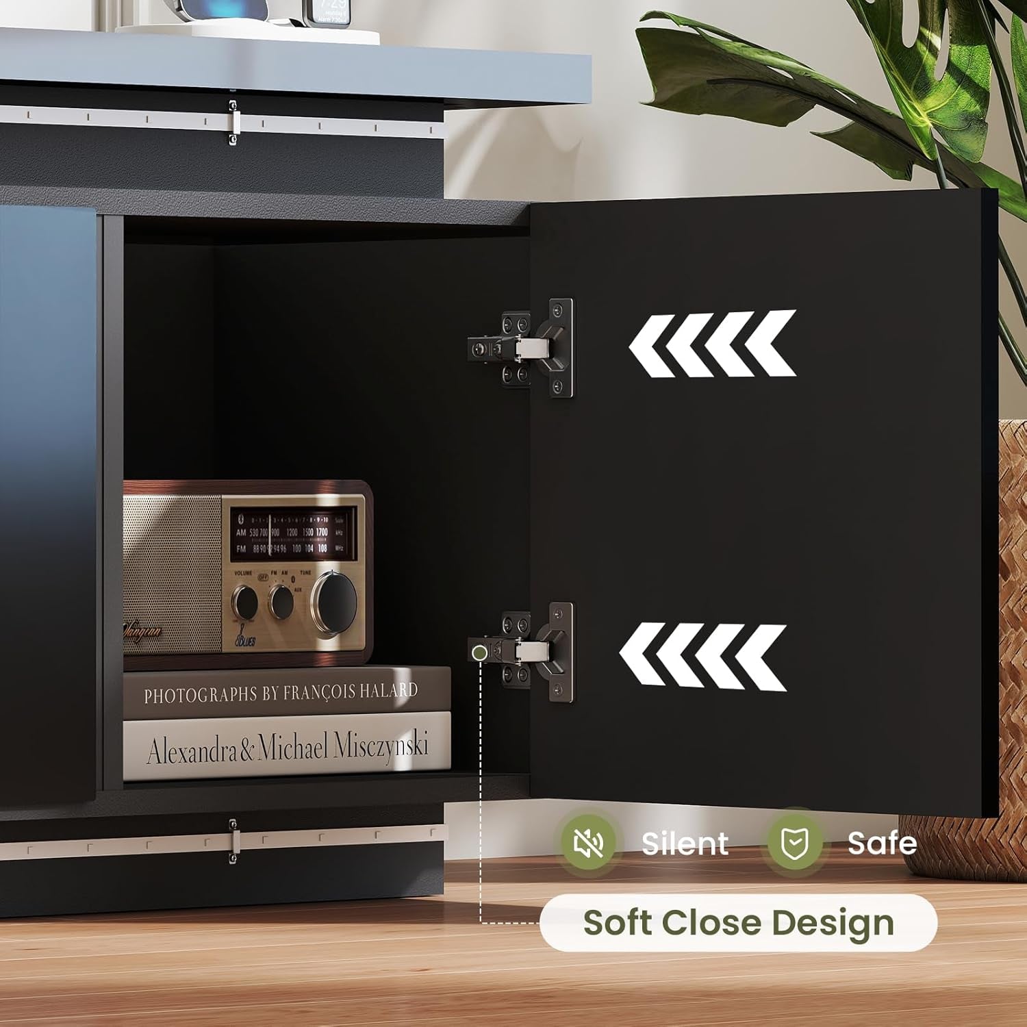 Fireplace Tv-Stand with 40" Fireplace - 2 LED Light Tv-Stand for 85 Inch Tvs - Entertainment Center with 4 AC Power Outlets - 2 Tier TV Consoles Stand for Living Room, Black