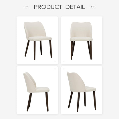 Upholstered Dining Chairs Set of 4, Modern Fabric Dining Room Kitchen Side Chair with Padded Seat and Wood Legs for Restaurant/Cafe, Beige