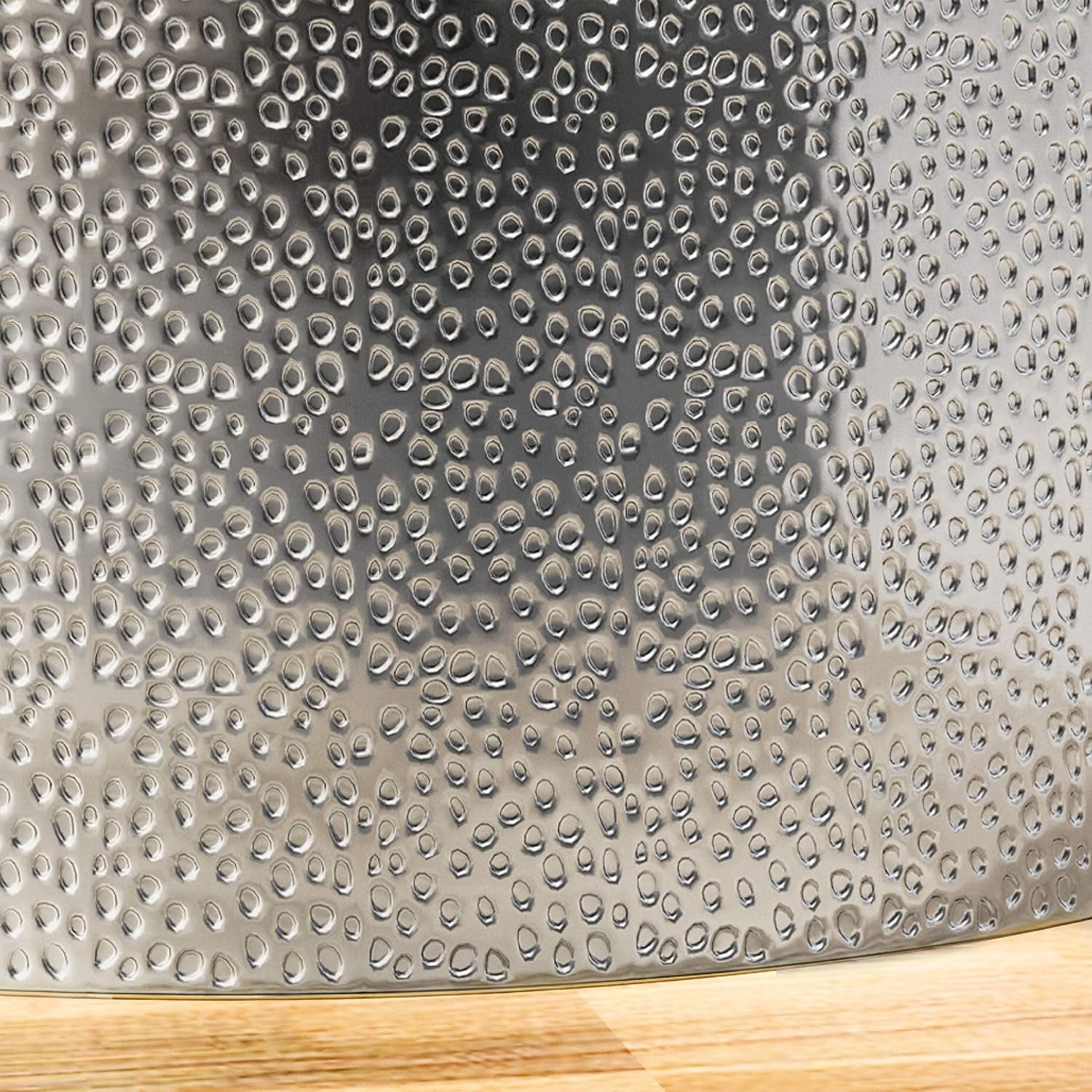 Rache Modern round Coffee Table with Hammered Iron, Silver, 26. 00” L X 26. 00” W X 17. 25” H