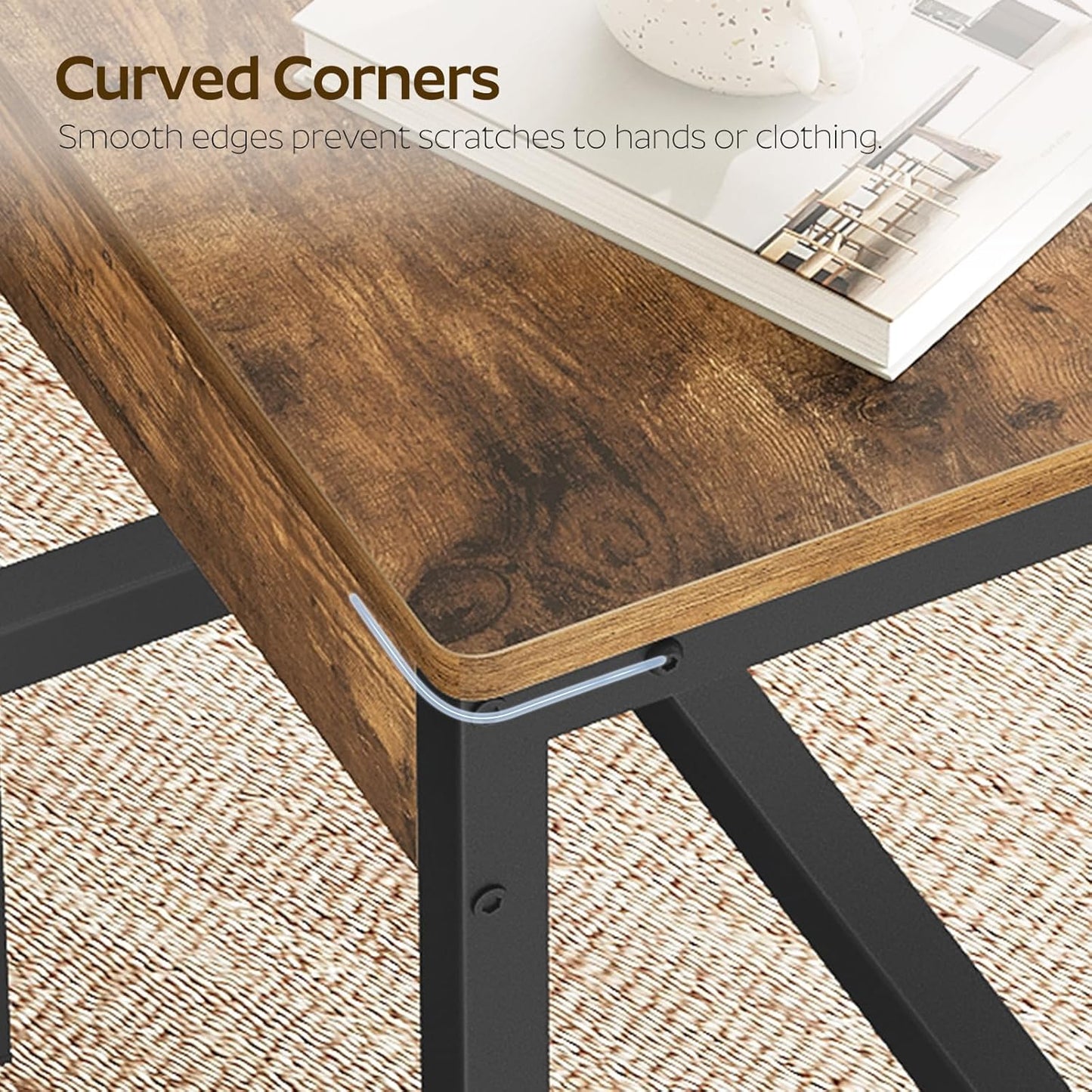 Dining Chairs Set of 4, Industrial Kitchen Chairs with Metal Frame, Slanted Back, Wooden Dining Chair Set, for Kitchen, Living Room, Rustic Brown and Black CY03L4BR