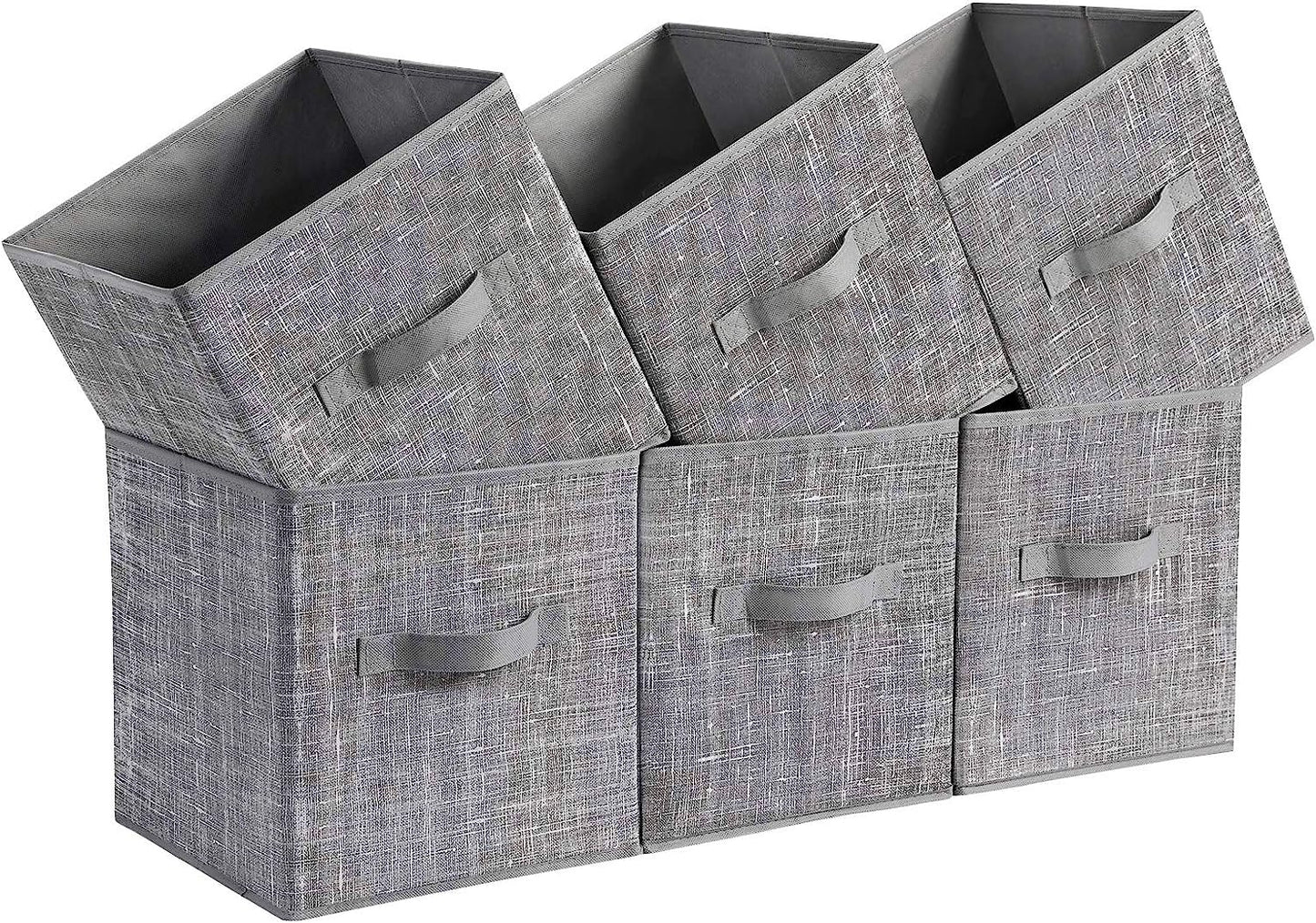 Storage Cubes, 11-Inch Non-Woven Fabric Bins with Double Handles, Set of 6, Closet Organizers for Shelves, Foldable, for Clothes, Cattail Gray UROB26LG
