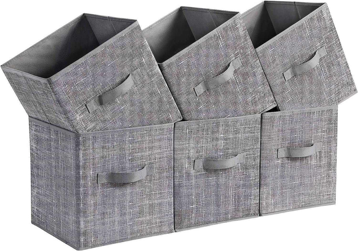 Storage Cubes, 11-Inch Non-Woven Fabric Bins with Double Handles, Set of 6, Closet Organizers for Shelves, Foldable, for Clothes, Cattail Gray UROB26LG