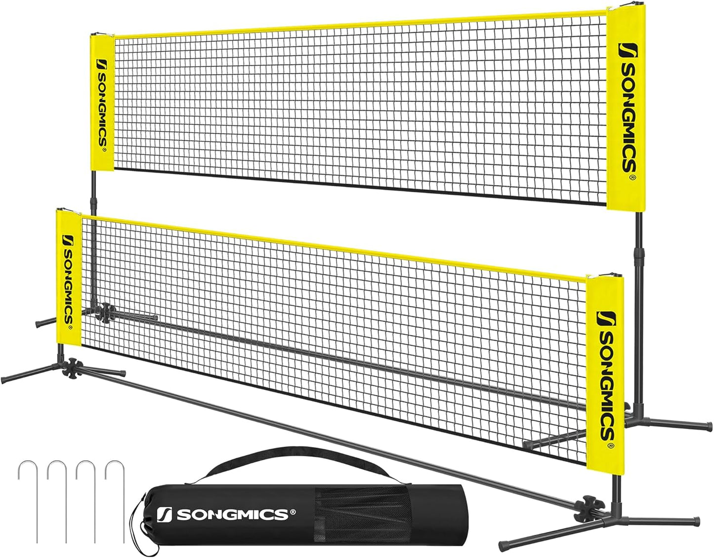 Badminton Net, Height Adjustable Volleyball Net, Pickleball Net for Junior Tennis, Kids, Indoor Outdoor Court, Foldable Nylon Net with Poles 10Ft/13Ft/16.5Ft Wide