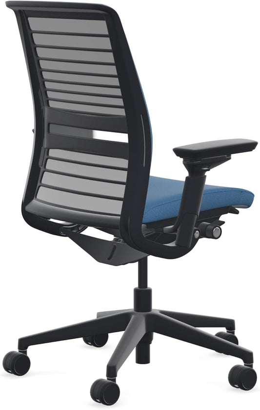 Think Office Chair with Uphostered Hard Casters - Cobalt Fabric