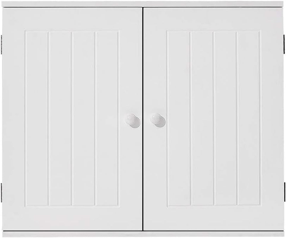 Bathroom Wall Cabinet with 2 Doors, over the Toilet Storage Organizer with Adjustable Shelf, Space Saving Wall Mounted Cabinet Cupboard Unit