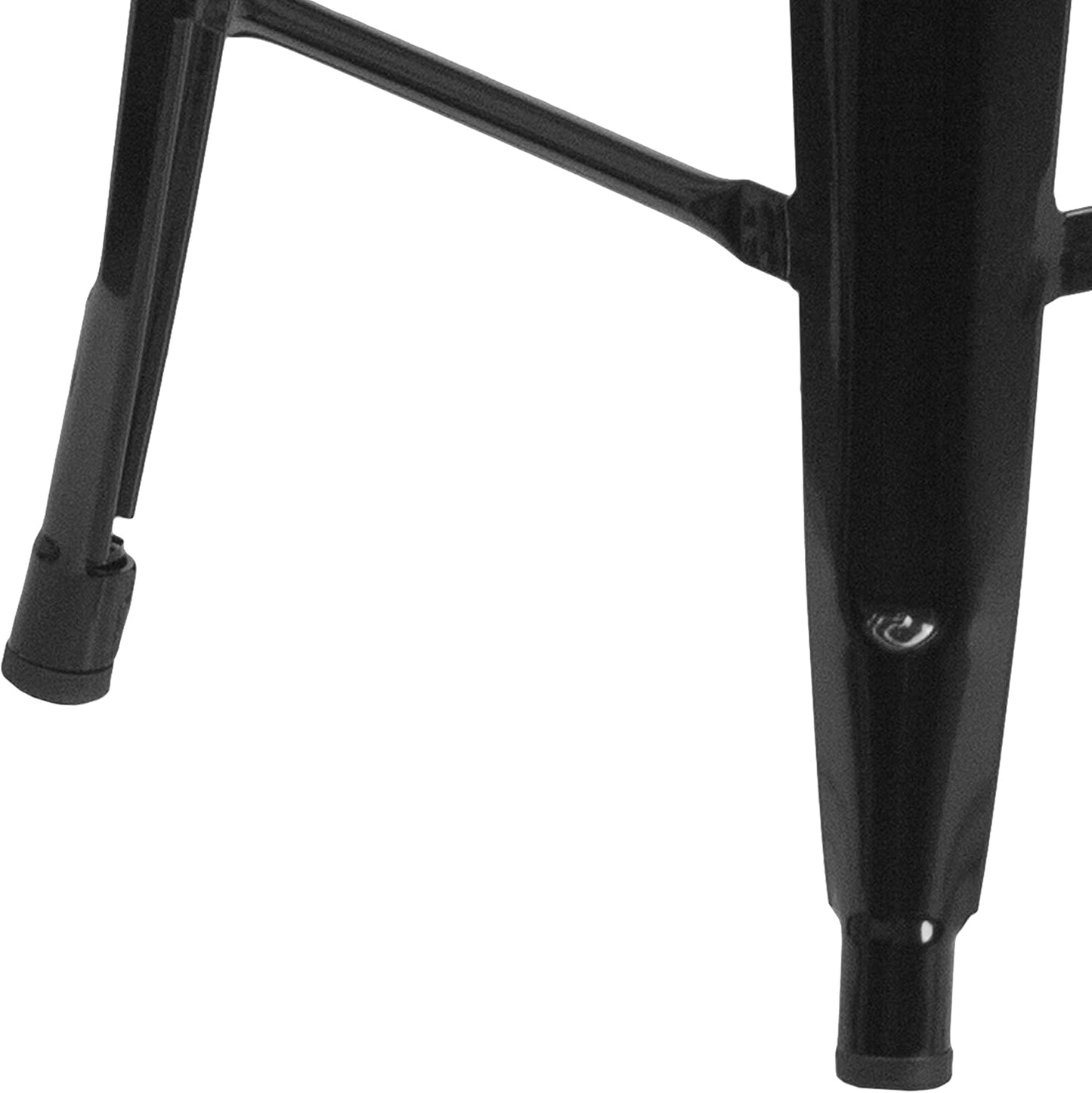 Lily 4 Pack Commercial Grade 24" High Backless Black Metal Indoor-Outdoor Counter Height Stool with Square Seat