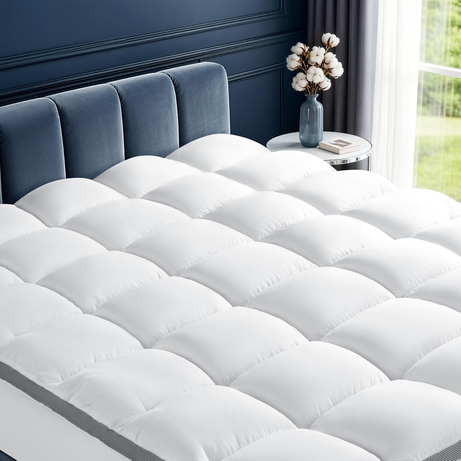 2 Inch Memory Foam Mattress Topper Queen Size for Back Pain Relief, Extra Soft Pillow Top Mattress Pad,Breathable Mattress Cover for Fluffy Shredded Memory Foam Filled,60X80 In