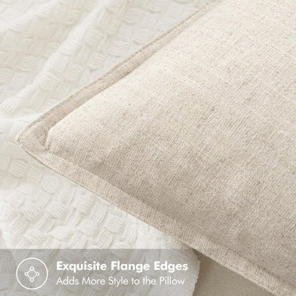 Decorative Linen Euro Sham Pillow Covers 24X24 Natural Beige ​Boho Farmhouse​ ​Neutral Couch Throw Pillows for Bed Pack of 2 Accent Modern Pillowcase Sofa Livingroom Home Decor