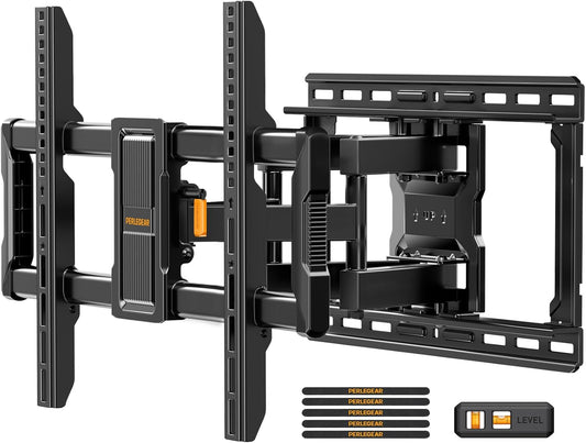 Ul-Listed Full Motion TV Wall Mount for 40–86 Inch Flat Curved Tvs up to 132 Lbs, 12″/16″ Wood Studs, TV Mount Bracket with Tool-Free Tilt, Swivel, Extension, Max VESA 600 X 400Mm, PGLF15