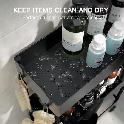 Slim Storage Cart with Wheels - 3 Tier Bathroom Organizers and Storage Cart - Rolling Carts for Bathroom, Kitchen, Narrow Space, Laundry Room,Black