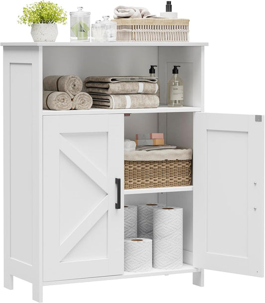 Bathroom Storage Cabinet, Freestanding Bathroom Floor Cabinet with Adjustable Shelf, Small Cabinet for Kitchen/Living Room/Laundry Room, 11.8 X 23.6 X 31.5 Inches, White