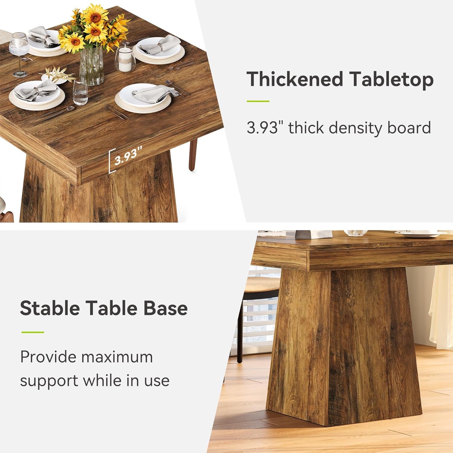 31.5" Small Dining Table for 4, Farmhouse Kitchen Table with Walnut Finish, Square Compact Dinner Table for Home Dining Room, Apartments, Office, Living Room & Restaurants, Walnut