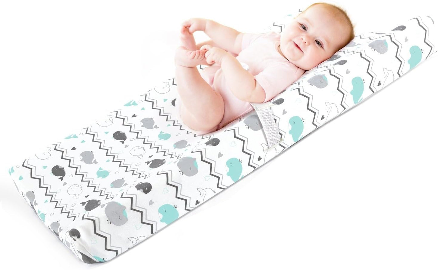 Stretchy Changing Pad Covers for Boys Girls,2 Pack Jersey Knit,Elephant & Whale