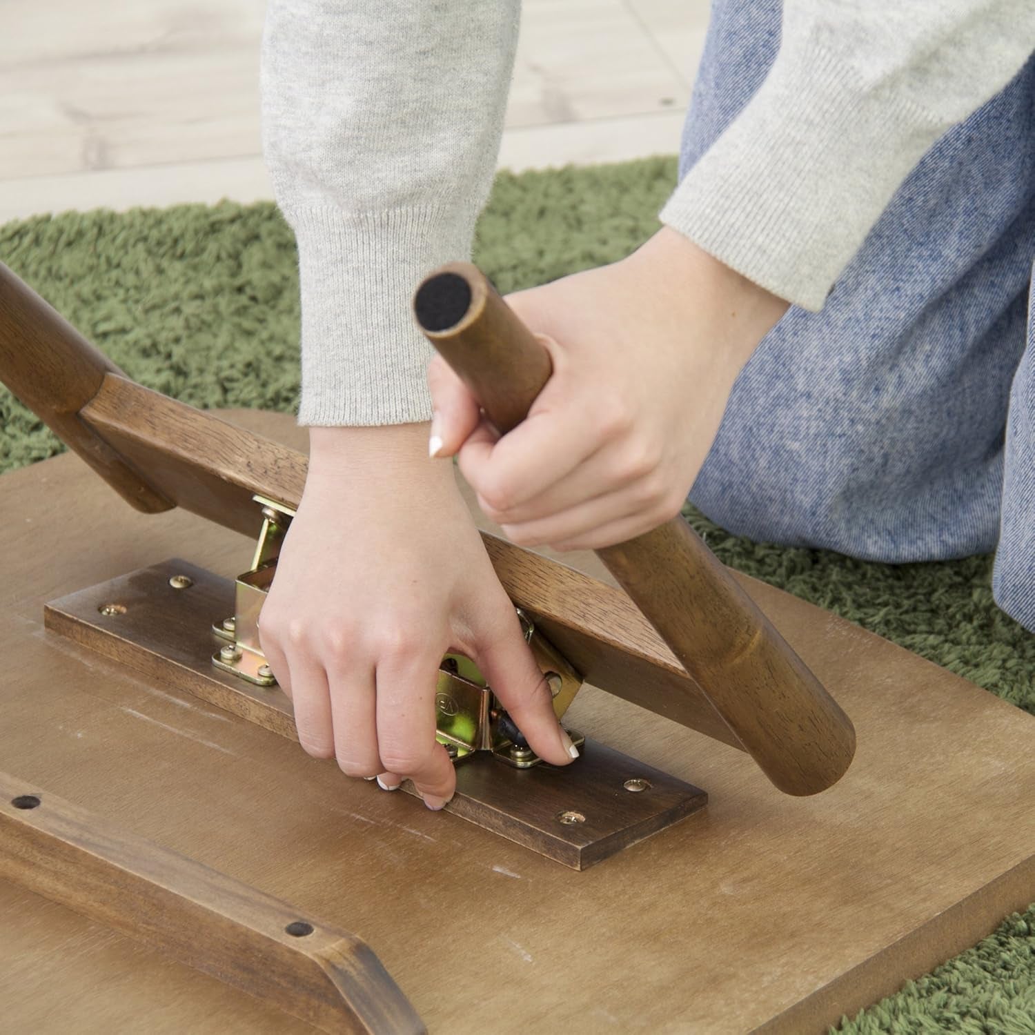 Folding Legs Table W41.3 X D20.5 X H14.0 Inches Natural Walnut and Rubber Wood Material Home and Living Coffee Table Walnut Wood Color TAC-229WAL