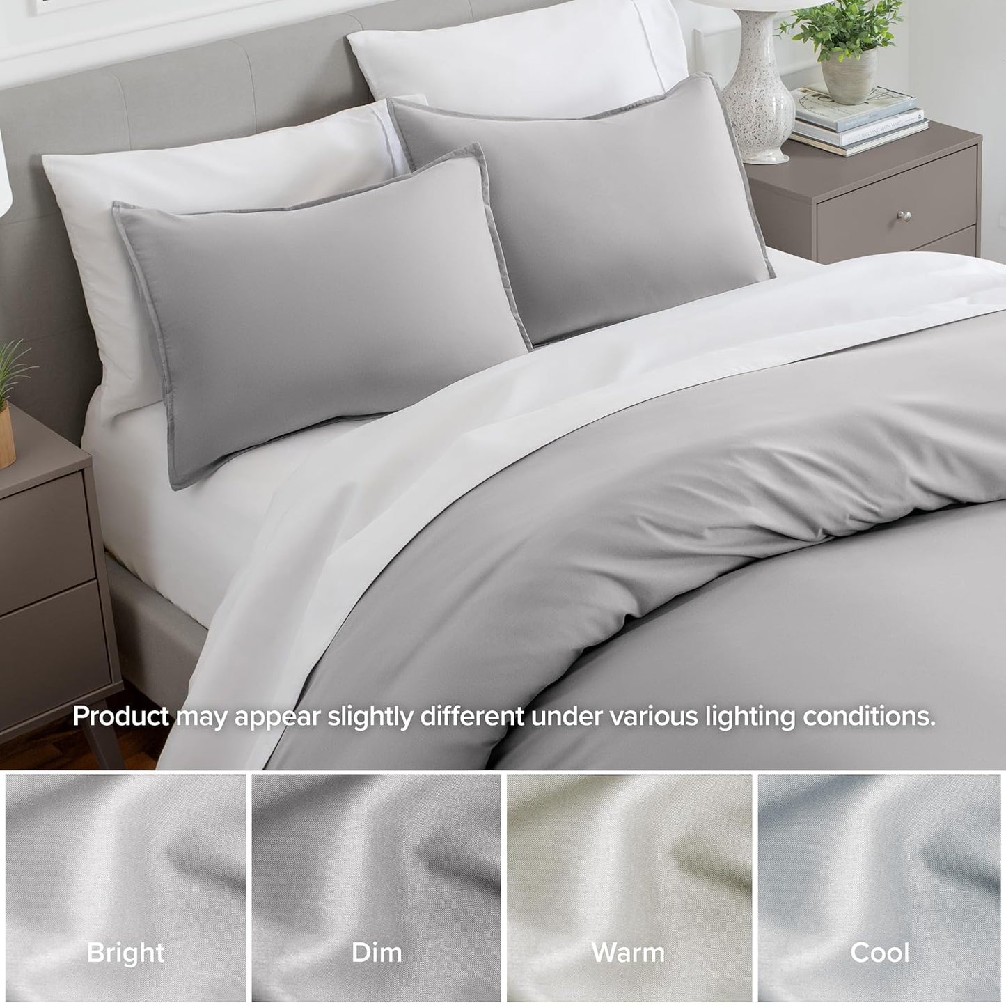 King Pillow Sham Covers - Set of 2 - Premium 1800 Ultra-Soft Microfiber - Double Brushed - Stain & Fade Resistant - Bed Pillow Shams - Pillows Not Included (Set of 2, Light Grey)