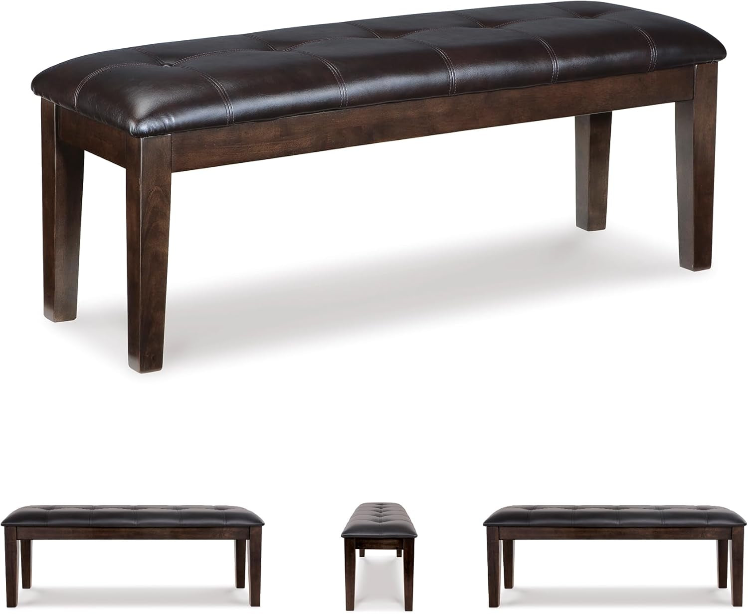 Haddigan Traditional Upholstered Dining Room Bench, Dark Brown
