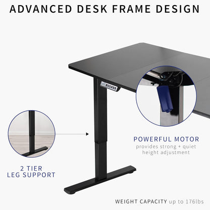 Electric 71 X 30 in Standing Desk, Memory Height Adjustment, 1B Series, Dark Gray Top Black Frame, DESK-KIT-1B7G