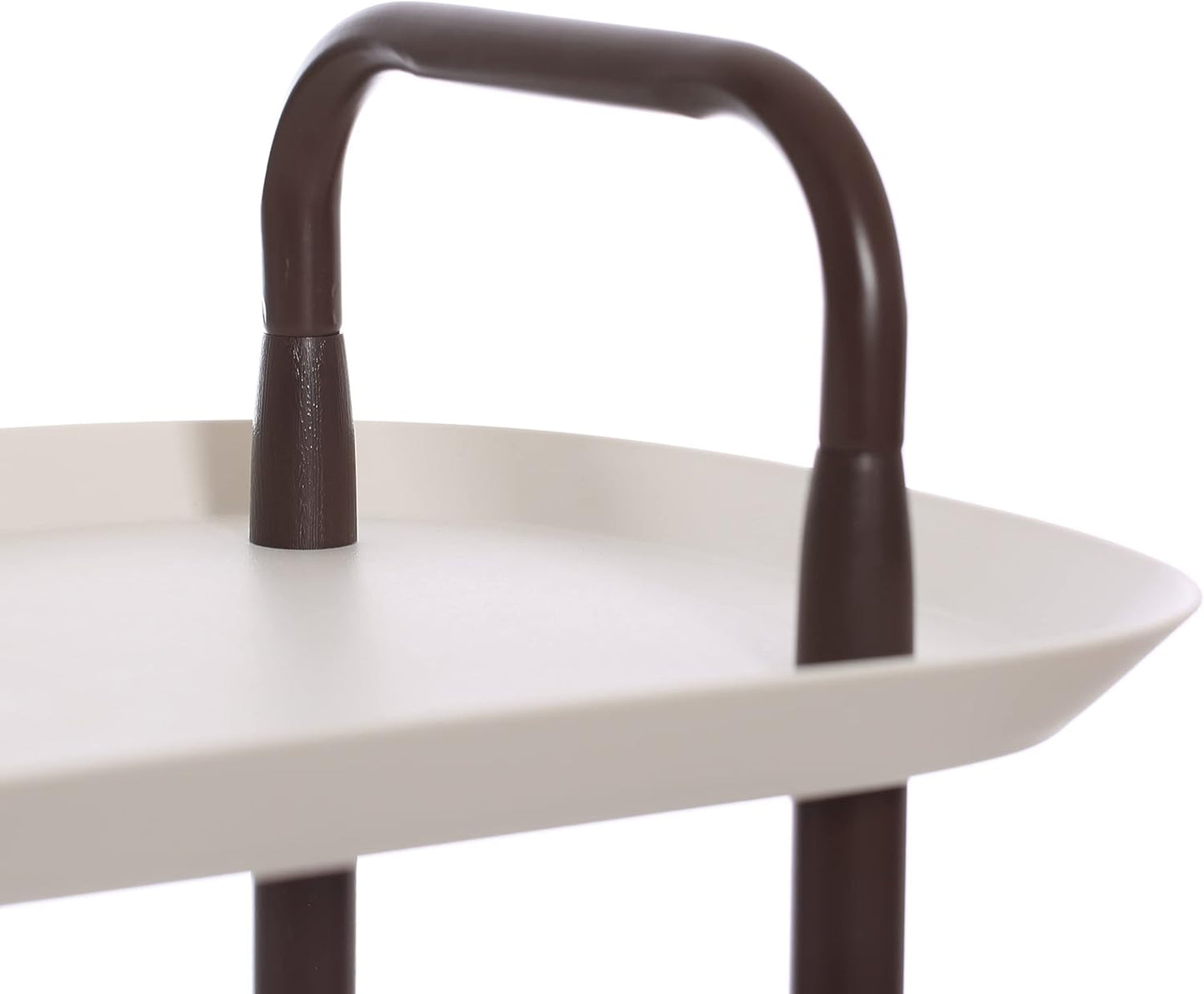 Modern Plastic and Metal 2-Tier Trolley, White and Brown