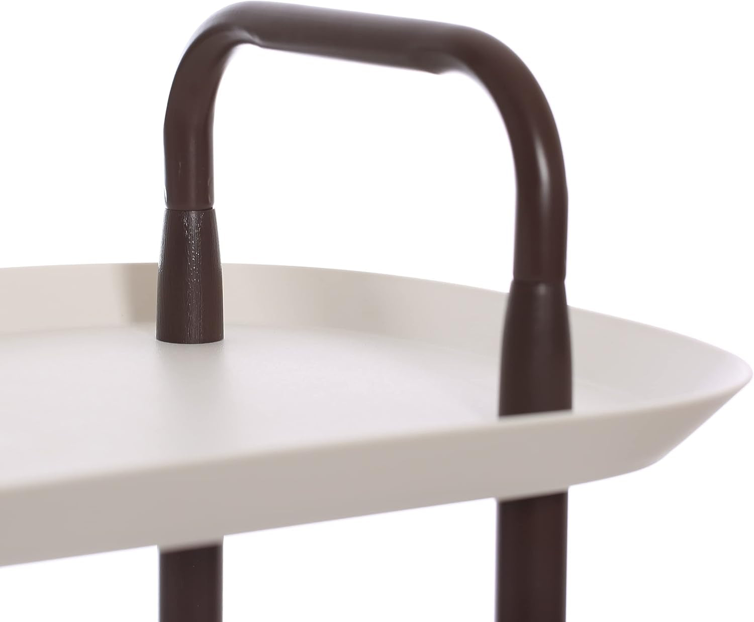 Modern Plastic and Metal 2-Tier Trolley, White and Brown