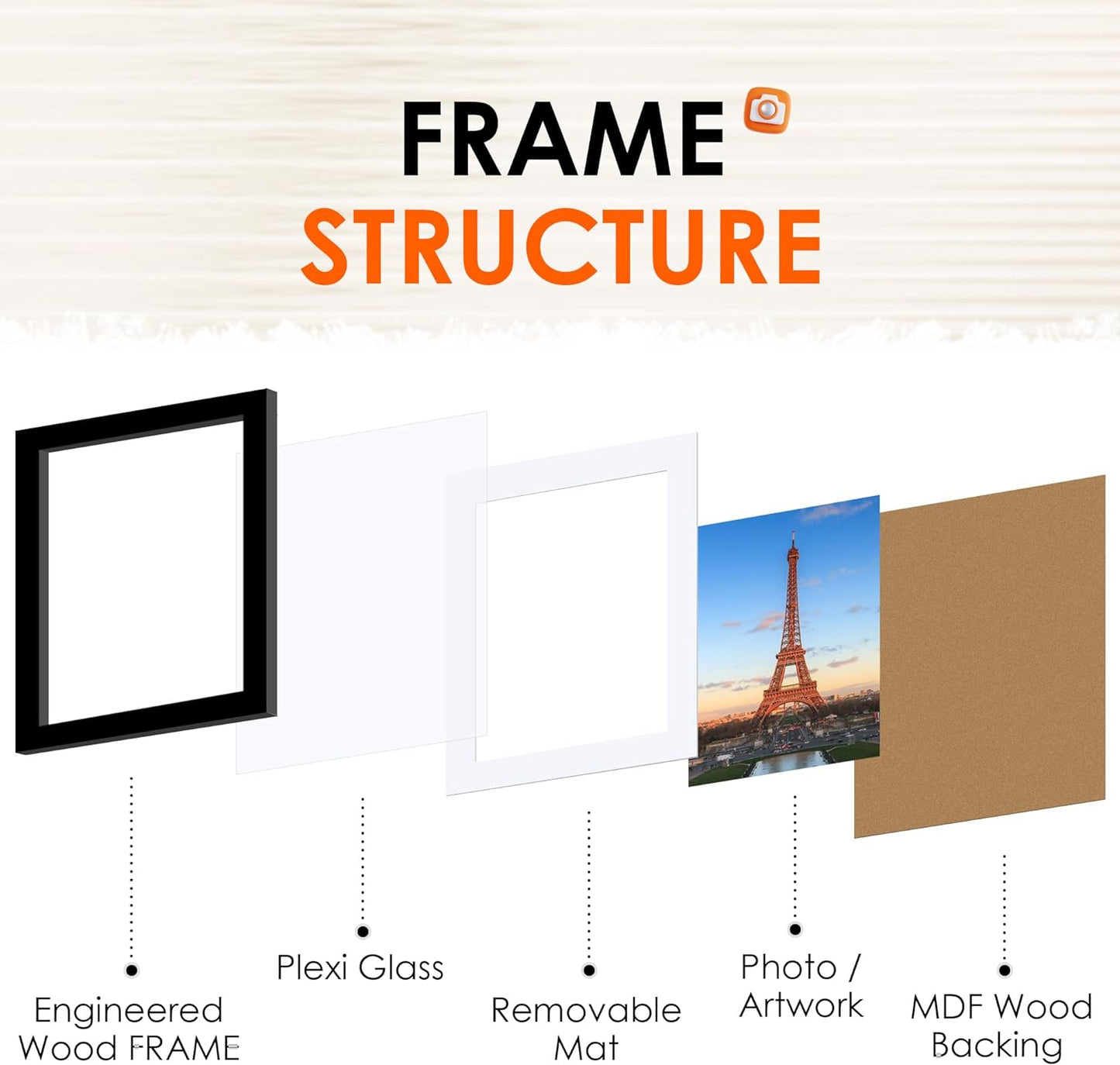 8X10 Picture Frame Set of 2, Photo Frame with HD Plexiglass, Display Pictures 5X7 with Mat or 8X10 without Mat Multi Picture Frames Collage for Tabletop or Wall Display, Black
