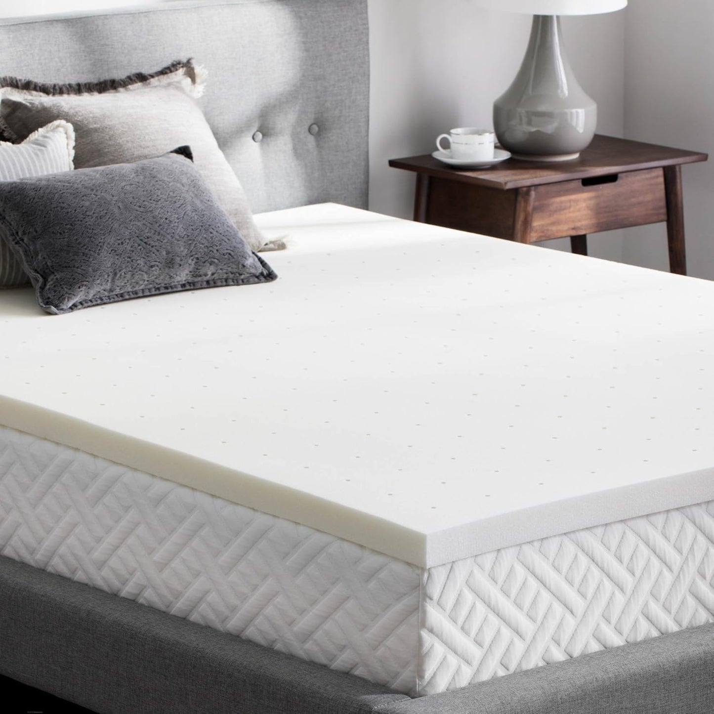 2 Inch Memory Foam Mattress Topper - King,Off White