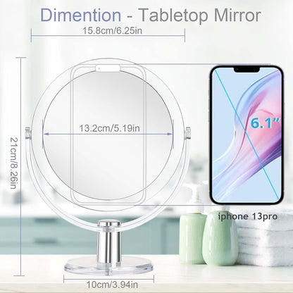 Vanity Makeup Mirror with Stand, 1X/15X Magnification Double Sided 360 Degree Swivel, Portable Table Desk Counter Top Magnifying Mirror, Tabletop Bathroom Shaving Mirror, 6.25 Inch