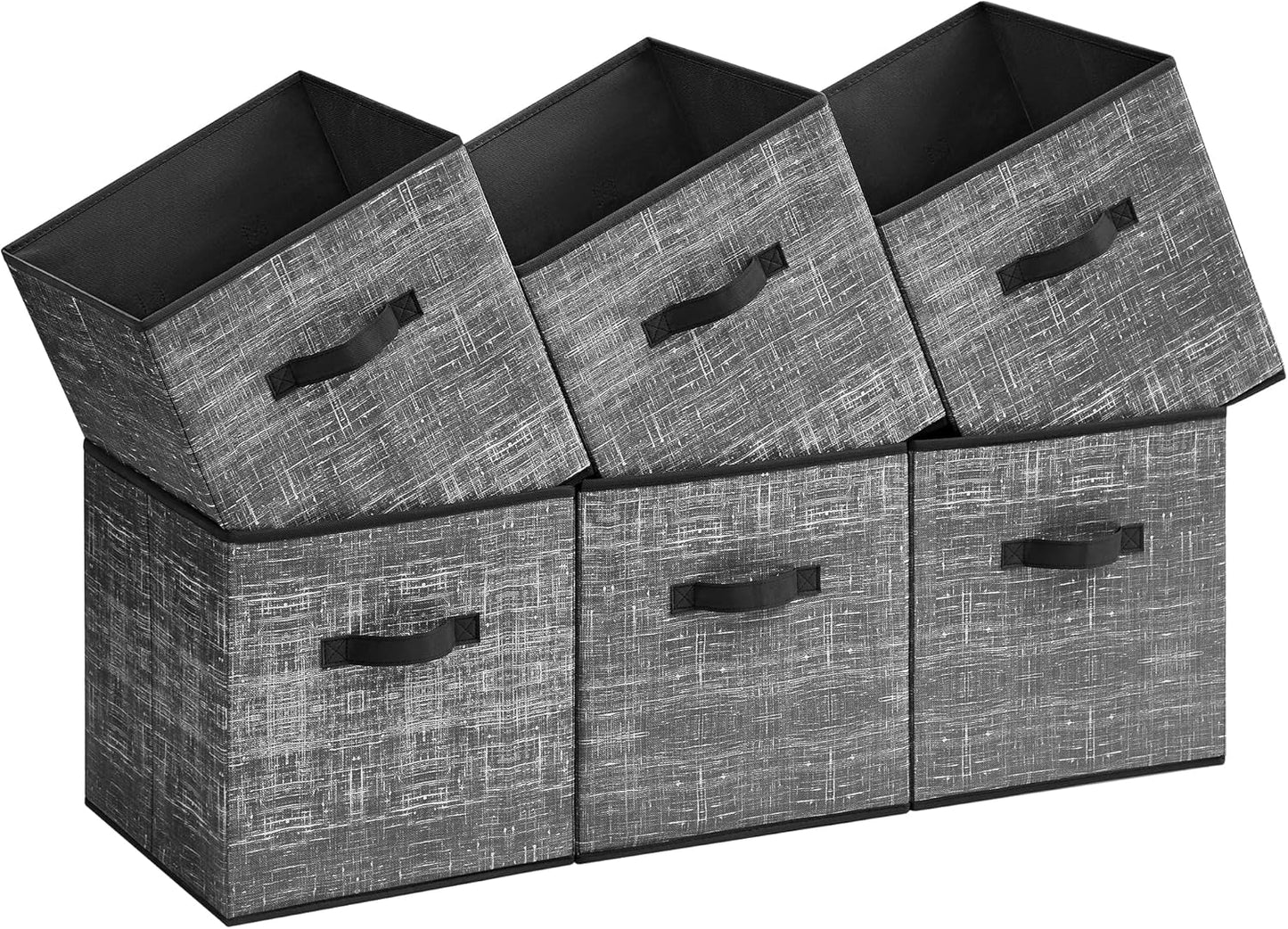 Storage Cubes, 13-Inch Non-Woven Fabric Bins with Double Handles, Set of 6, Closet Organizers for Shelves, Foldable, for Clothes, Cattail Gray UROB033G01