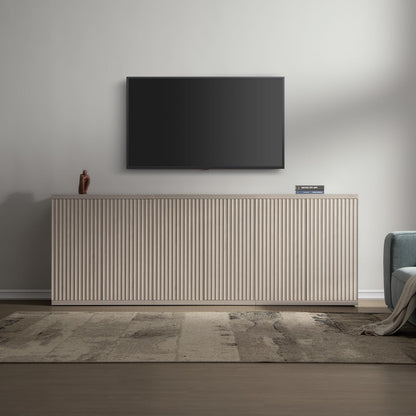 Buffet Cabinet with Storage Accent Sideboard Modern Credenza with Doors & Shelves Fluted Media Console Mid Century Coffee Bar Table for Living Room Kitchen Dining Room Hallway(3Pcs)