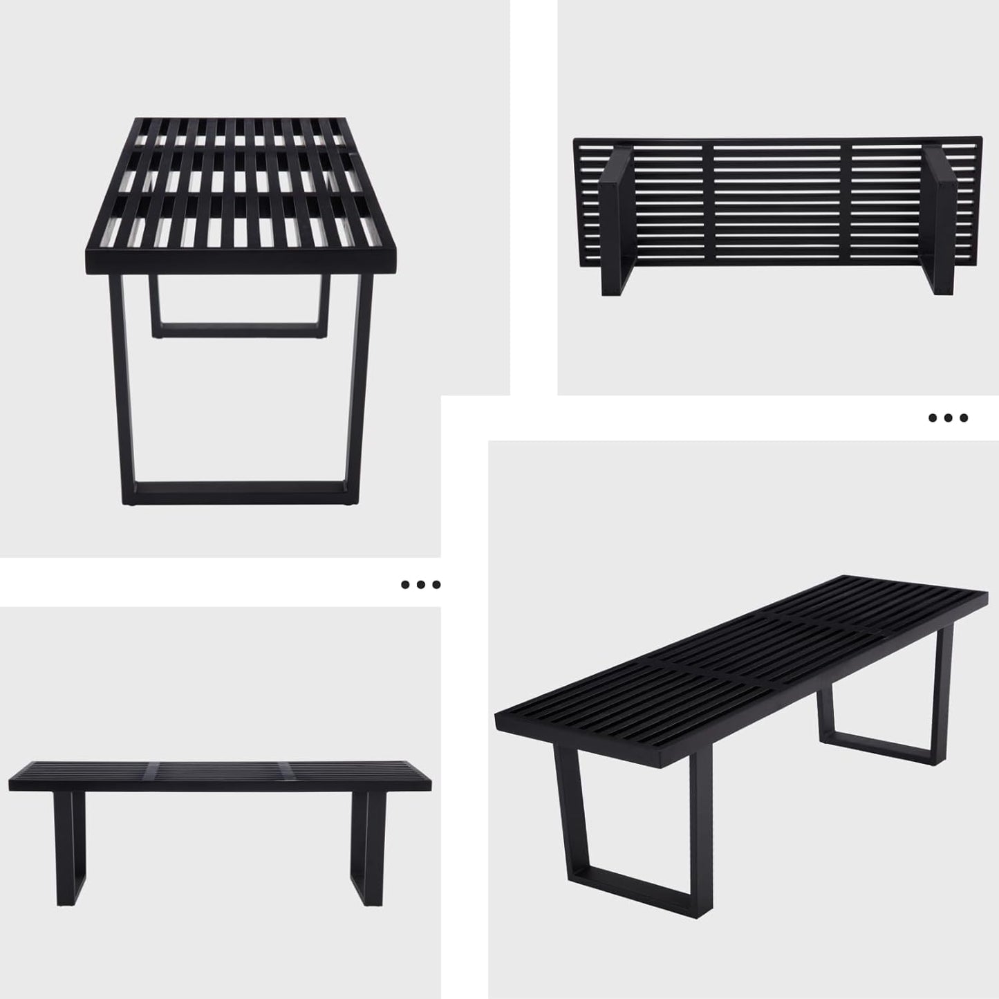 55" Black Wood Entryway Bench, Industrial End of Bed Bench for Bedroom, Wooden Dining Bench with Black Metal Frame, Long Bench Ottoman Bench for Living Room Foyer Indoor Hallway