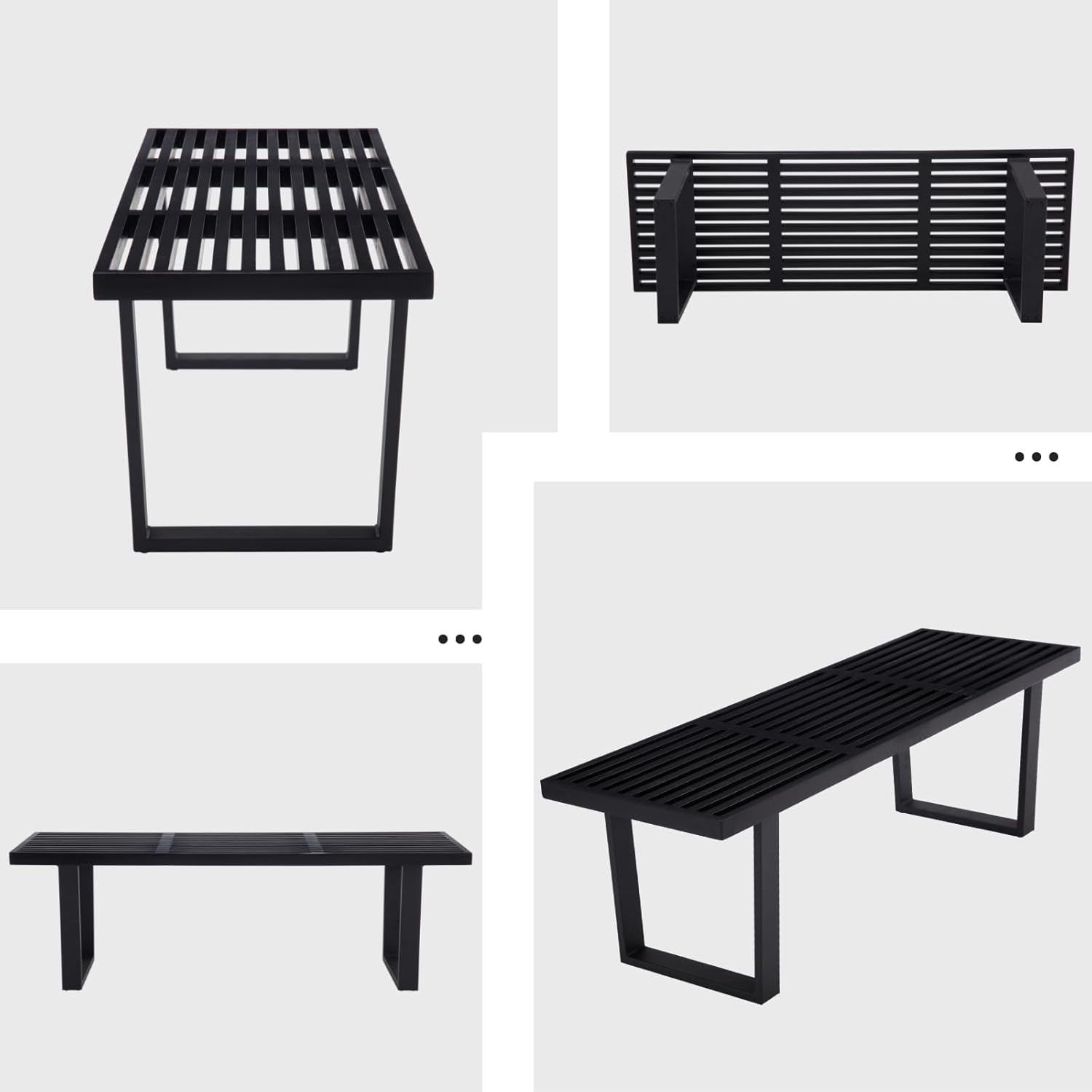 55" Black Wood Entryway Bench, Industrial End of Bed Bench for Bedroom, Wooden Dining Bench with Black Metal Frame, Long Bench Ottoman Bench for Living Room Foyer Indoor Hallway