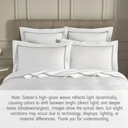 White Pillow Shams King Size Set of 2, 100% Cotton Luxury Hotel 3-Lines Embroidered Pillowcases, 400TC Sateen Weave Decorative Pillow Cases with Envelope Closure for Bedding, 20X36 Inches