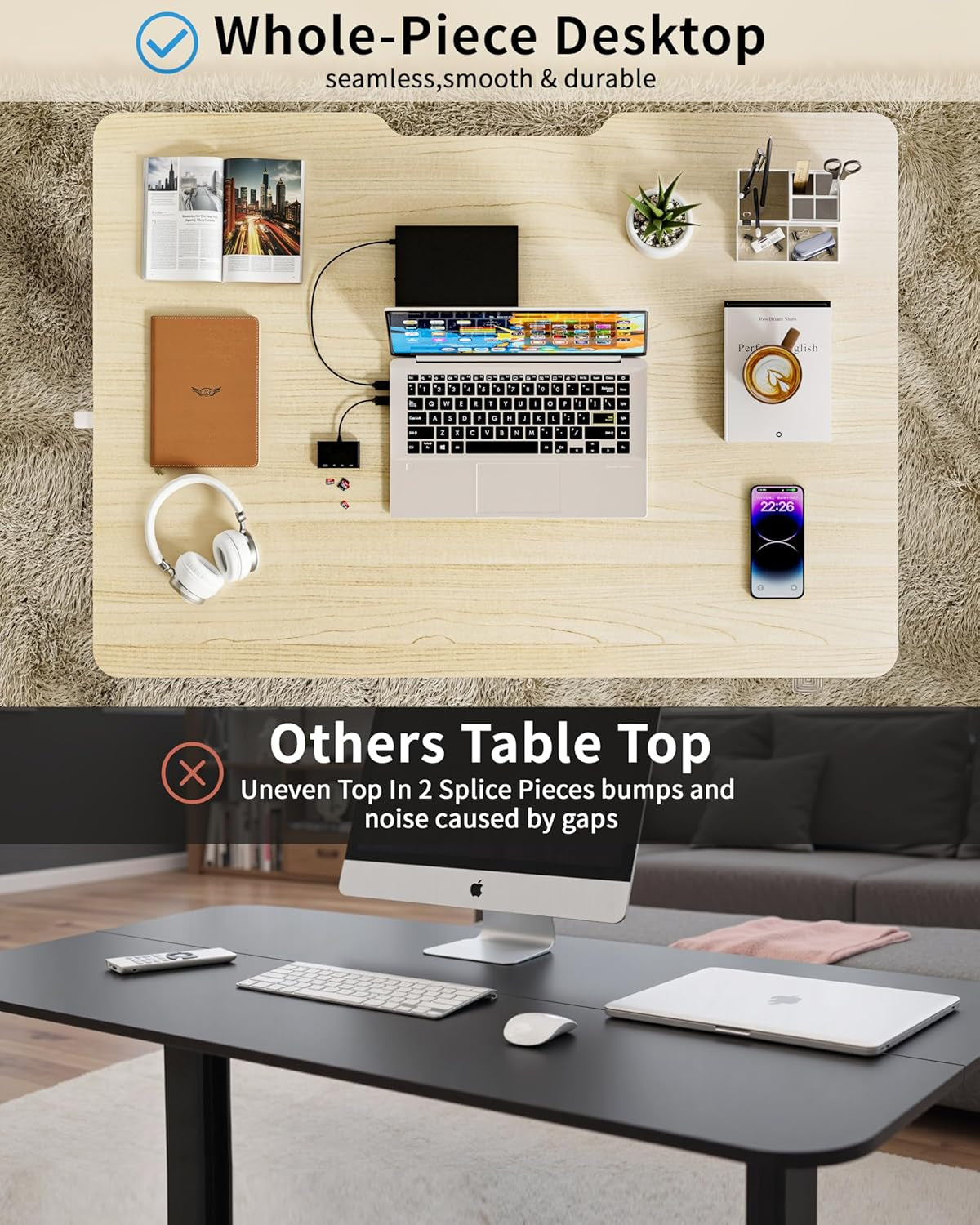 Small Electric Standing Desk, 36" X 24" Whole Piece Height Adjustable Desk, Oak Sit to Stand Computer Workstation with Wheels for Home Office