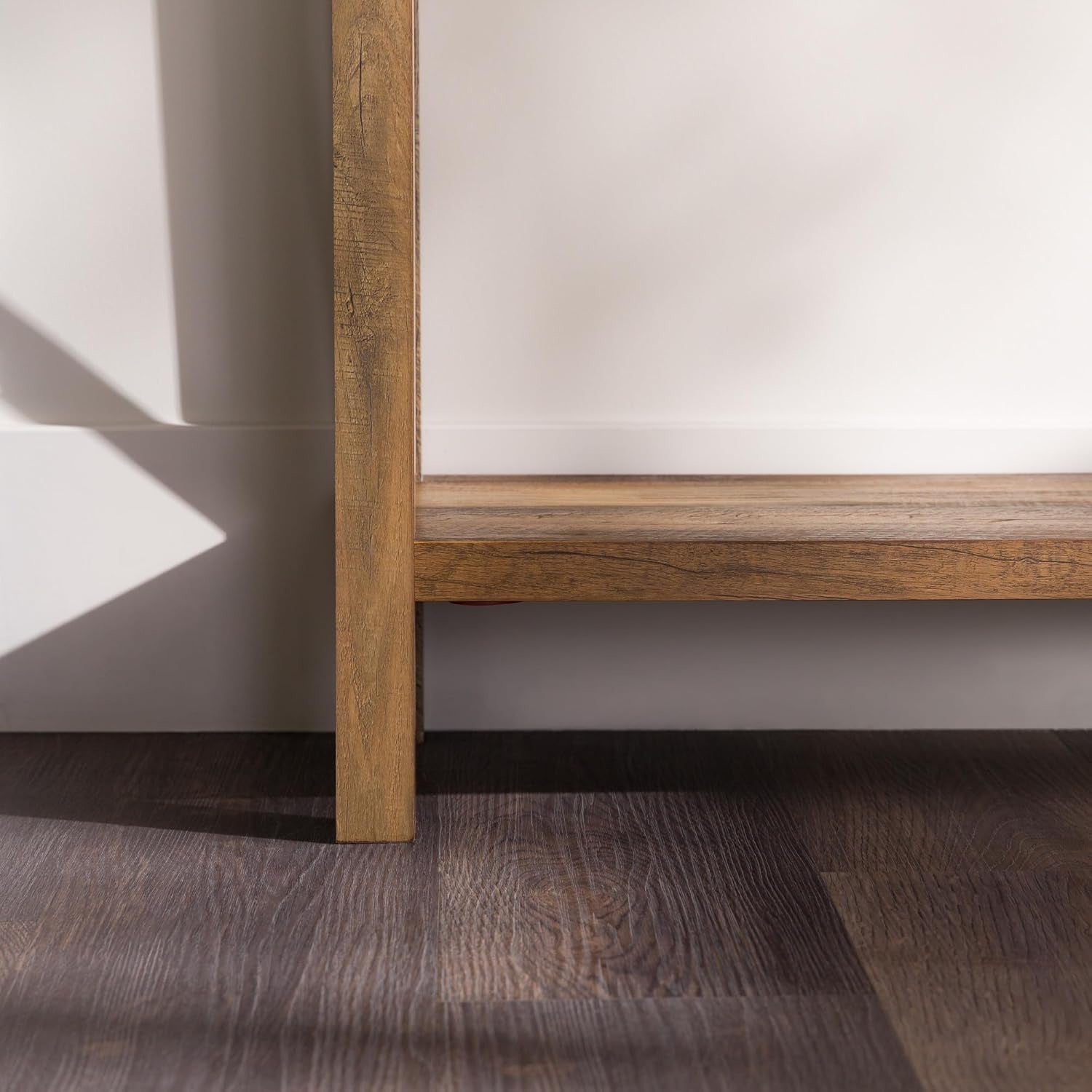 Sedalia Modern Farmhouse Metal X Entry Table, 46 Inch, Rustic Oak