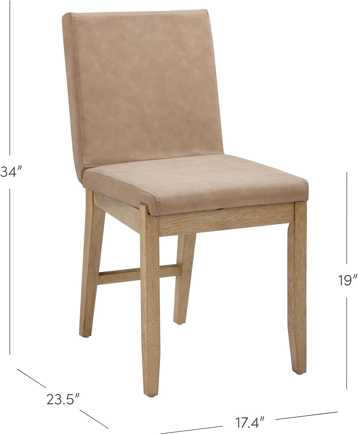 Gracie Modern Dining Chair with Cushion, Upholstered Dining Chair with Solid Wood Frame, Light Brown, Set of 2