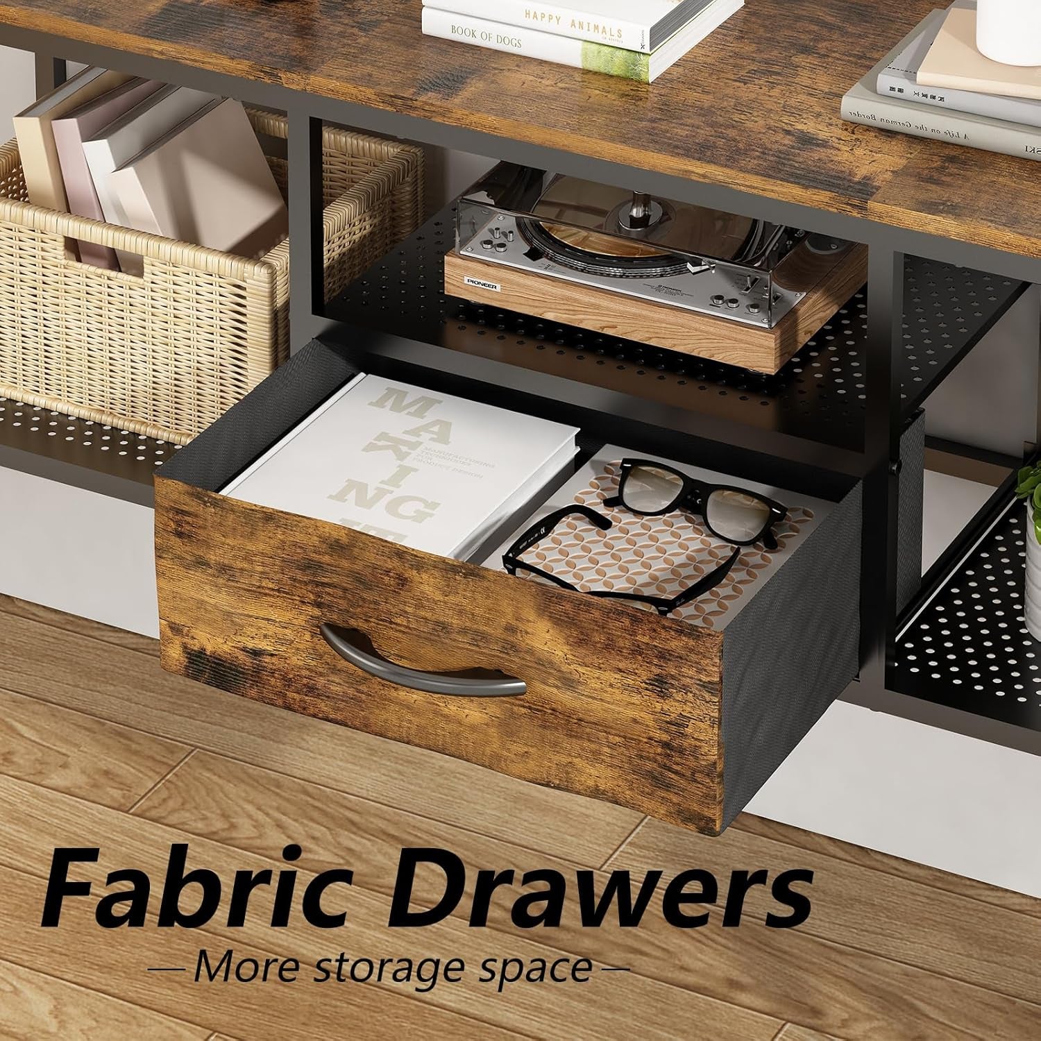 Floating Wall TV Stand, Wall Mounted TV Stand with Storage Cabinet, Wall Mounted TV Cabinet Entertainment Television Center for TV up to 50 Inch, for Living Room, Bedroom, Metal, Black